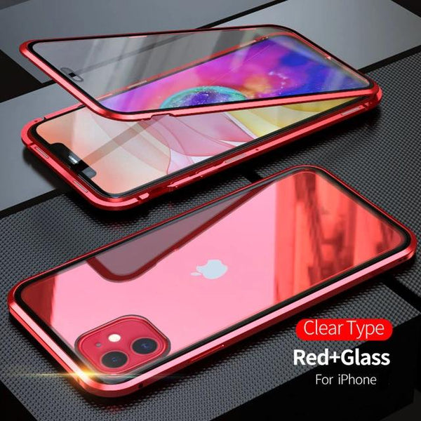 Magnetic Metal Glass Case For iPhone