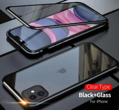 Magnetic Metal Glass Case For iPhone