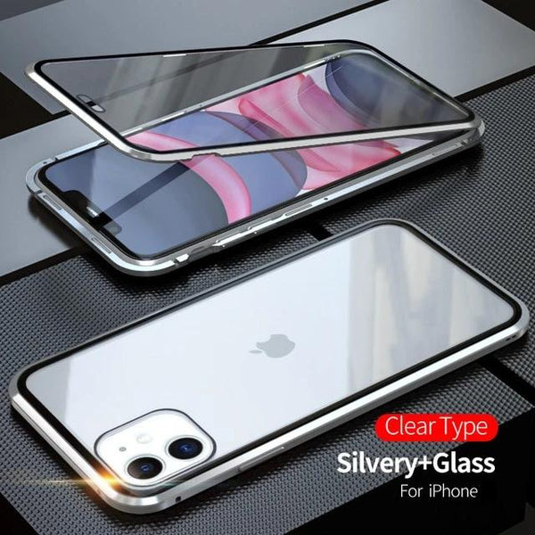 Magnetic Metal Glass Case For iPhone