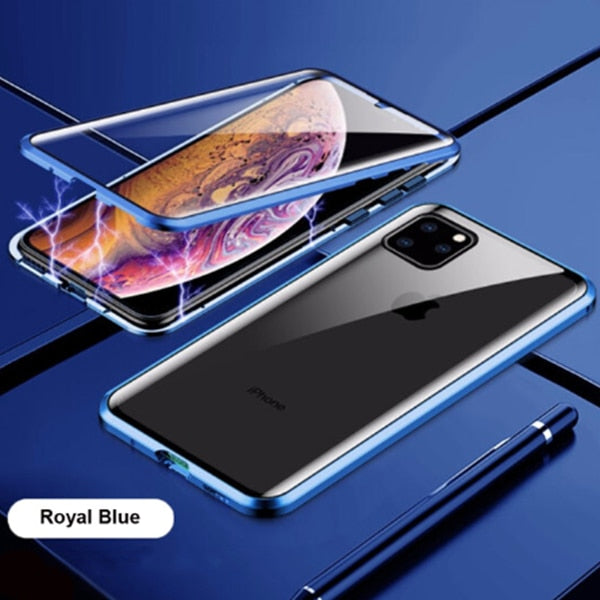 Magnetic Metal Glass Case For iPhone